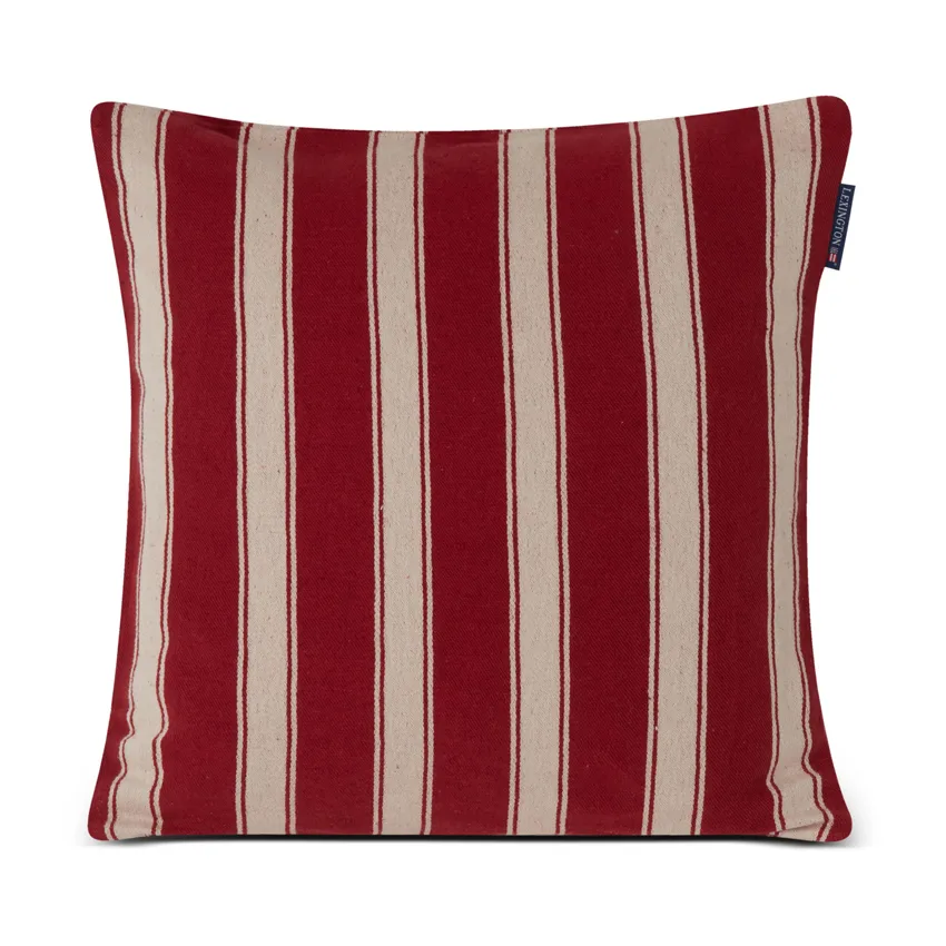 Structure Striped Linen Cotton pudebetræk 50x50 cm, Rød/Beige Lexington