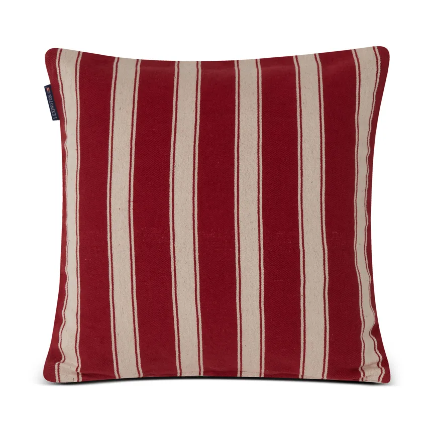 Structure Striped Linen Cotton pudebetræk 50x50 cm, Rød/Beige Lexington