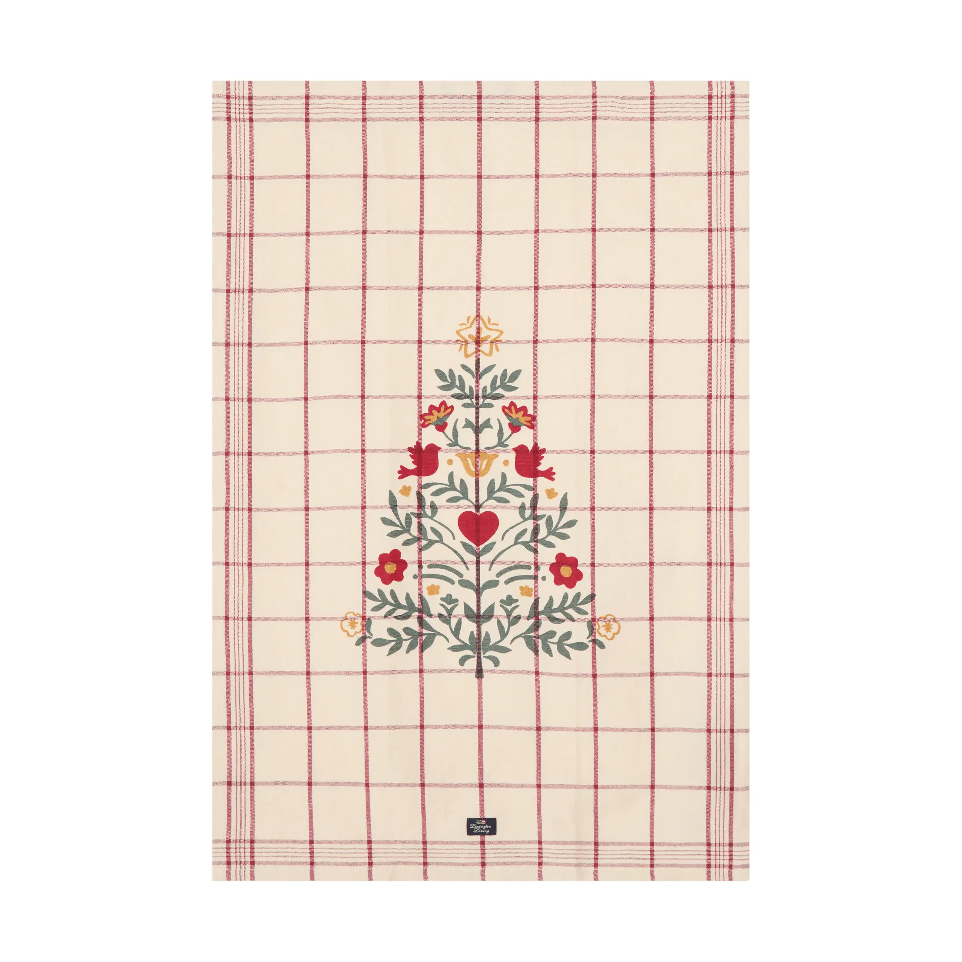 Tree hør/bomuld viskestykke, White-red-green, 50x70 cm Lexington