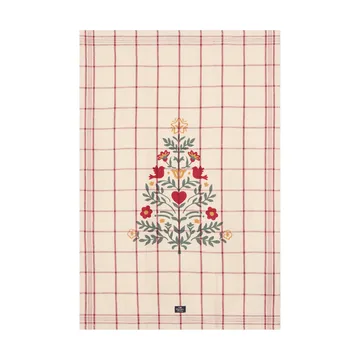 Tree hør/bomuld viskestykke - White-red-green, 50x70 cm - Lexington
