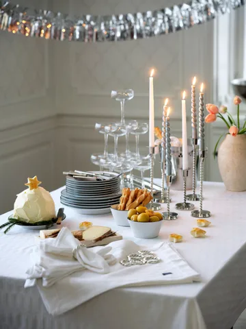 White jacquard cotton borddug 150x250 cm - Hvid - Lexington