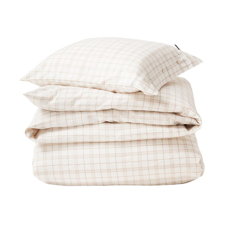 White/Beige Checked Lyocell/Cotton sengetøjssæt - 50x60 cm, 150x210 cm - Lexington