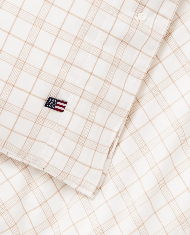 White/Beige Checked Lyocell/Cotton sengetøjssæt - 50x60 cm, 220x220 cm - Lexington