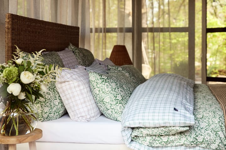 White/Green Checked Lyocell/Cotton sengetøjssæt, 50x60 cm, 220x220 cm Lexington