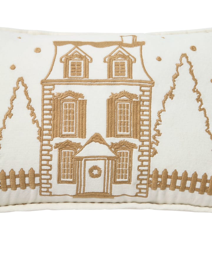 Winter House øko. fløjlsbomuld pude 30x50 cm, White-Light beige Lexington