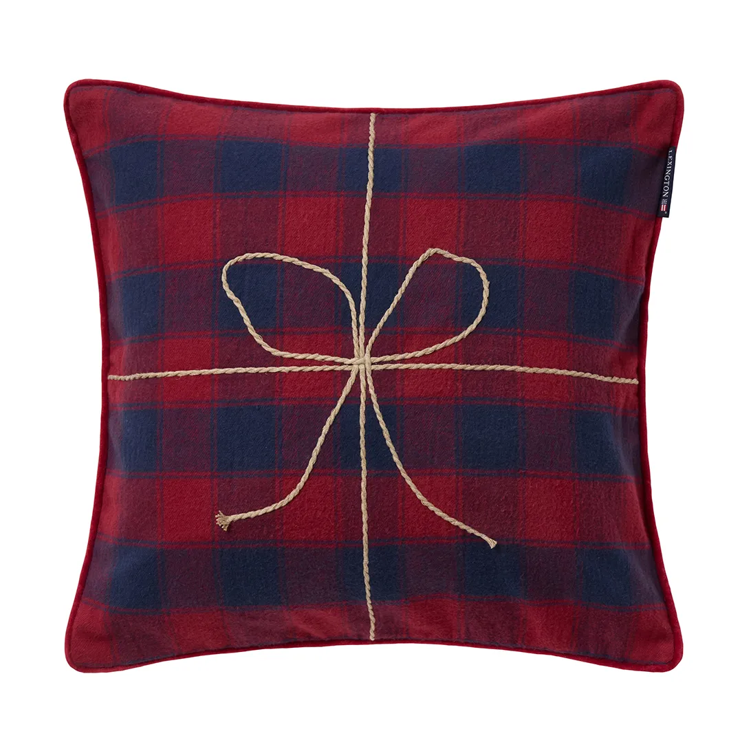 Wrapped checked eko. flannel pudebetræk 50x50 cm, Dark blue-red Lexington