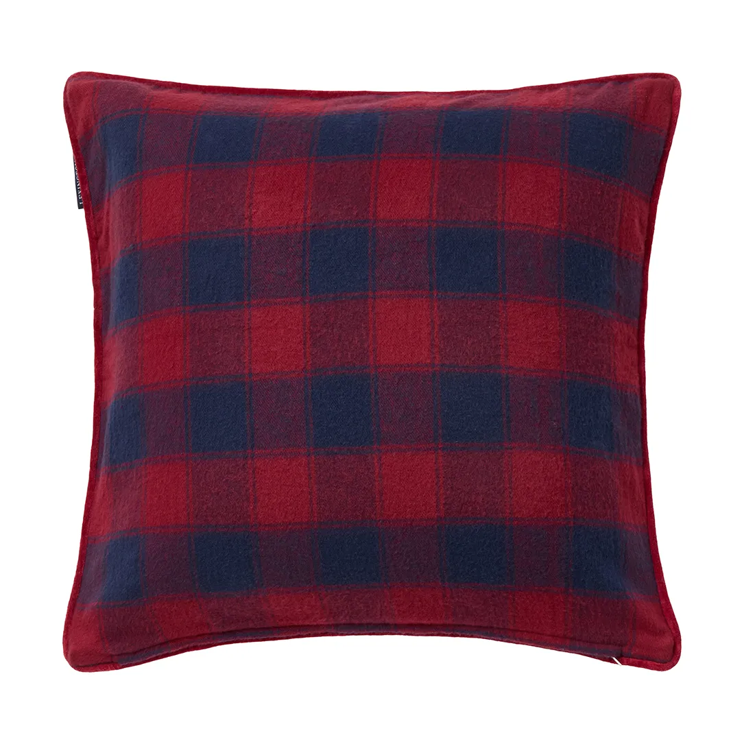 Wrapped checked eko. flannel pudebetræk 50x50 cm, Dark blue-red Lexington