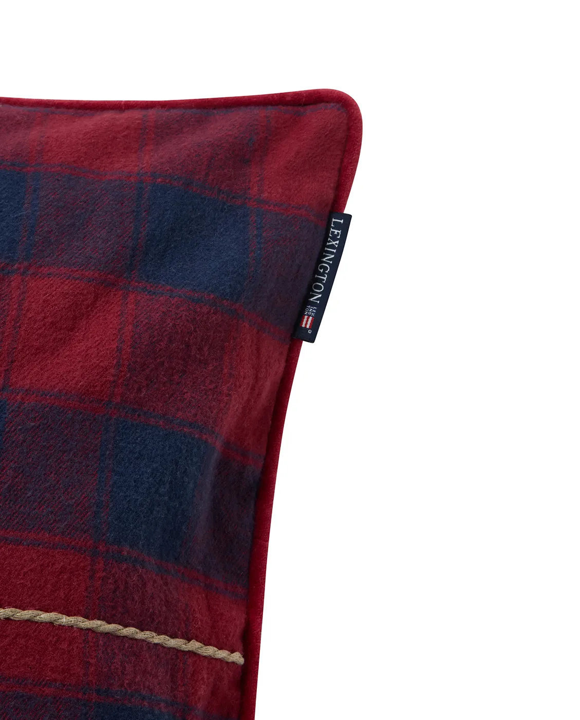 Wrapped checked eko. flannel pudebetræk 50x50 cm, Dark blue-red Lexington
