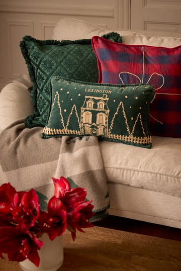 Wrapped checked eko. flannel pudebetræk 50x50 cm - Dark blue-red - Lexington