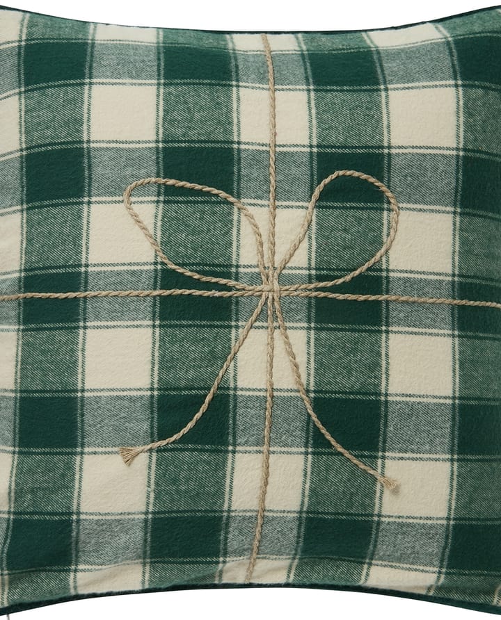 Wrapped checked eko. flannel pudebetræk 50x50 cm, Light beige-green Lexington