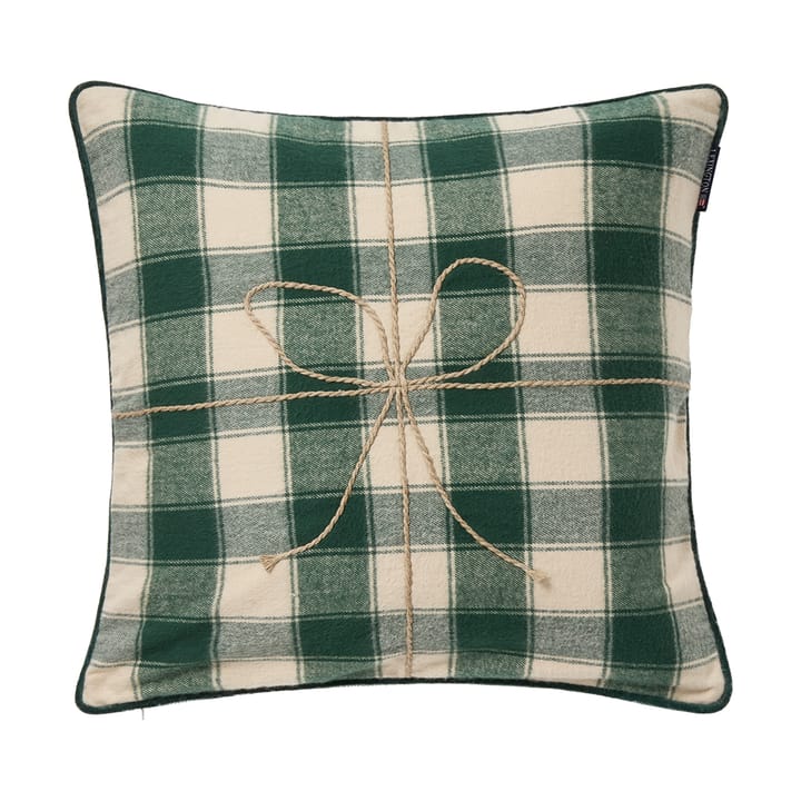 Wrapped checked eko. flannel pudebetræk 50x50 cm, Light beige-green Lexington