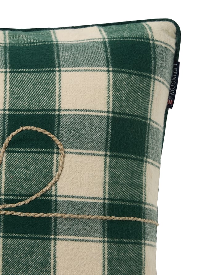 Wrapped checked eko. flannel pudebetræk 50x50 cm, Light beige-green Lexington