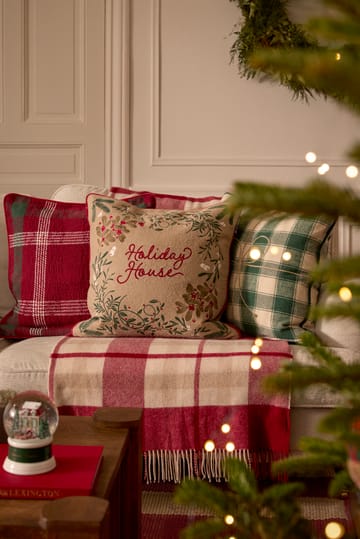 Wrapped checked eko. flannel pudebetræk 50x50 cm - Light beige-green - Lexington