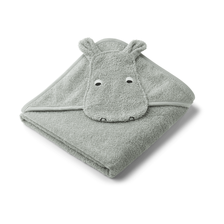 Albert badekåbe håndklæde med hætte 70x70 cm - Hippo duve blue - Liewood