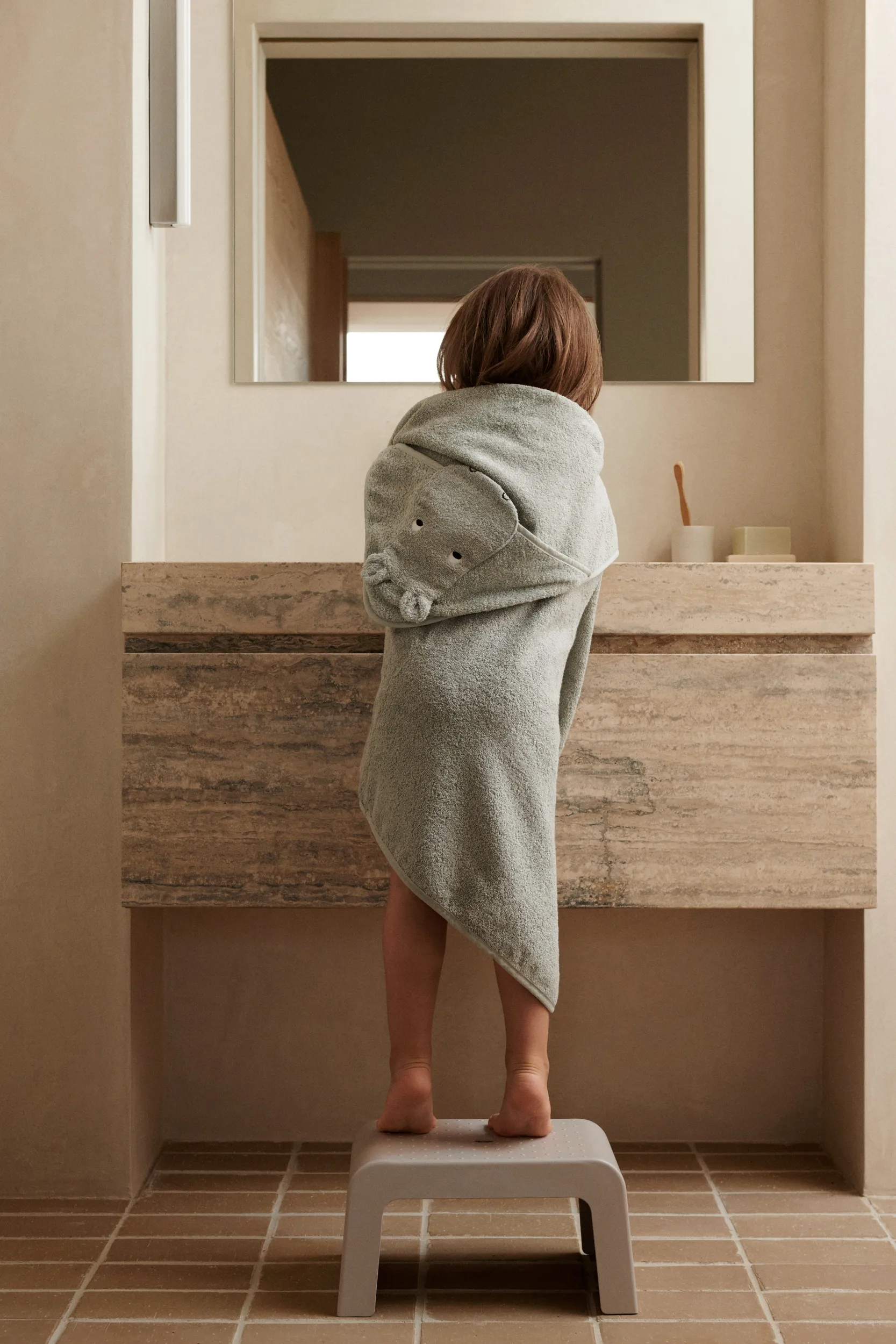 Albert badekåbe håndklæde med hætte 70x70 cm, Hippo duve blue Liewood