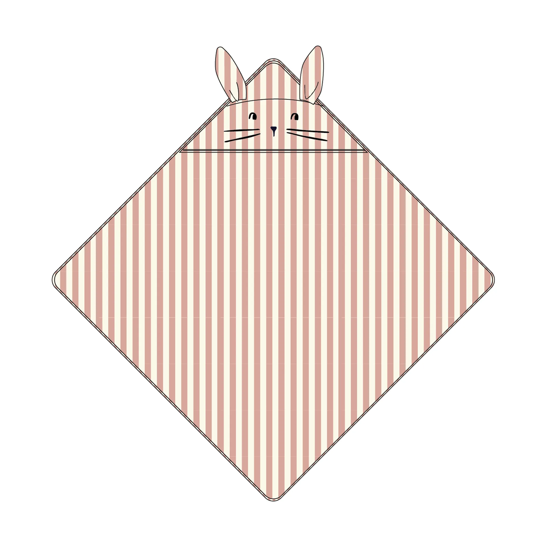 Albert håndklæde med hætte 70x70 cm, Coral blush-creme de la creme stripe Liewood