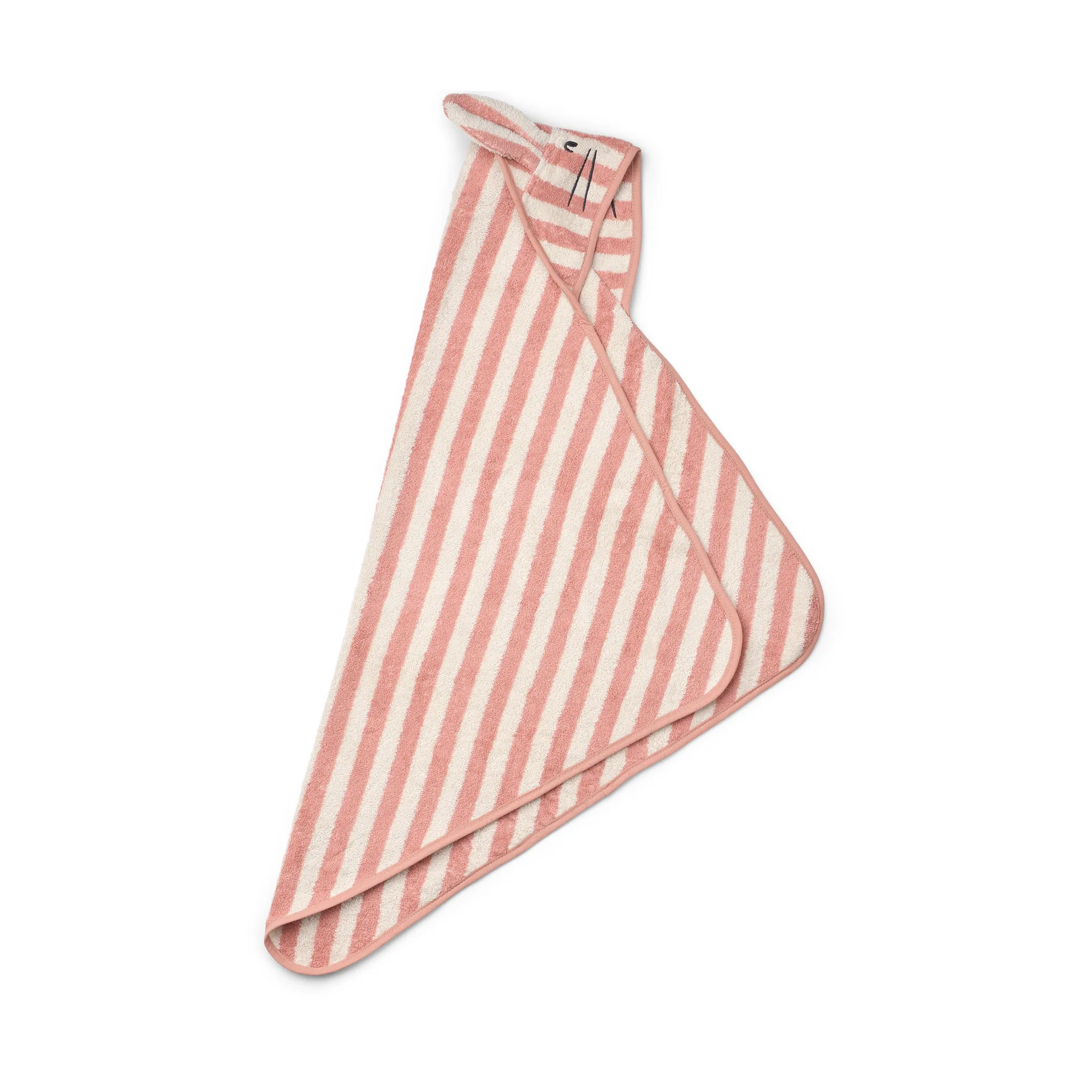 Albert håndklæde med hætte 70x70 cm, Coral blush-creme de la creme stripe Liewood