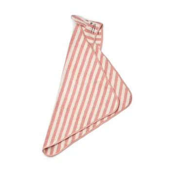 Albert håndklæde med hætte 70x70 cm - Coral blush-creme de la creme stripe - Liewood