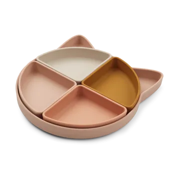 Arne børnetallerken + 4 skåle - Cat rose multi mix - Liewood