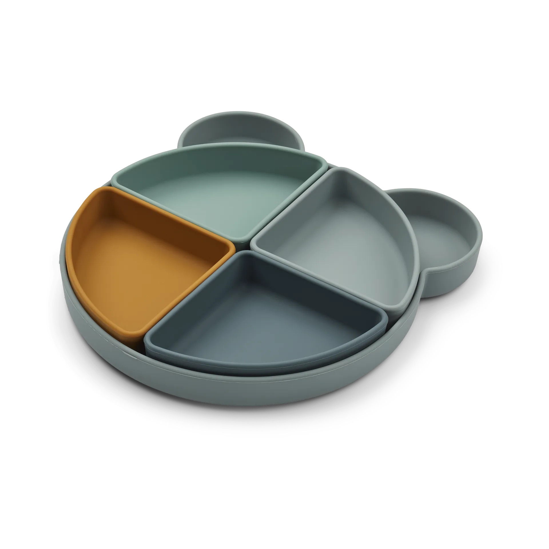 Arne børnetallerken + 4 skåle, Mr bear blue fog multi mix Liewood