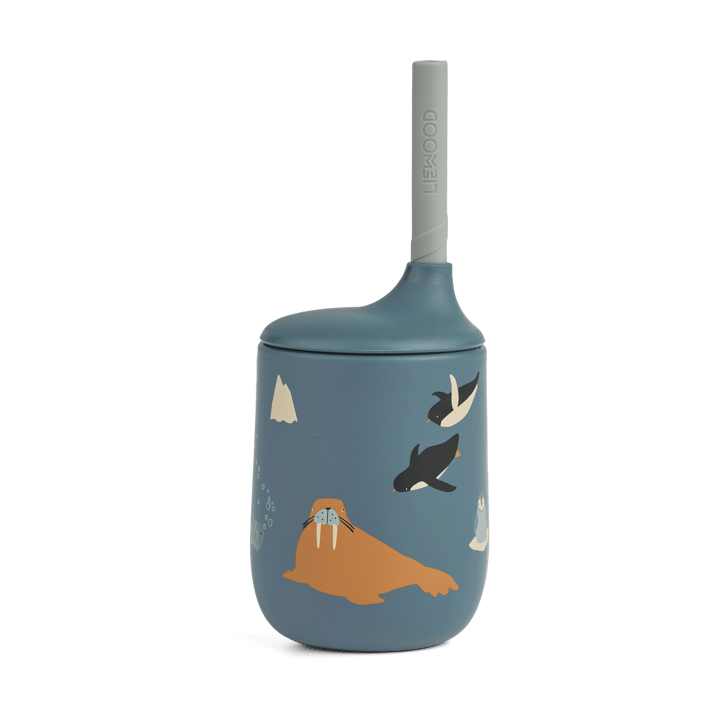 Ellis printed sippy cup tudkop med sugerør 23 cl - Arctic Sea-Ocean view - Liewood