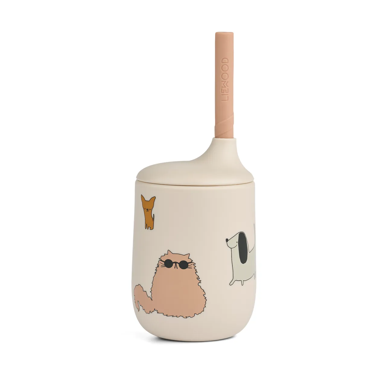 Liewood Ellis printed sippy cup tudkop med sugerør 23 cl Cats and Dogs-Sandy