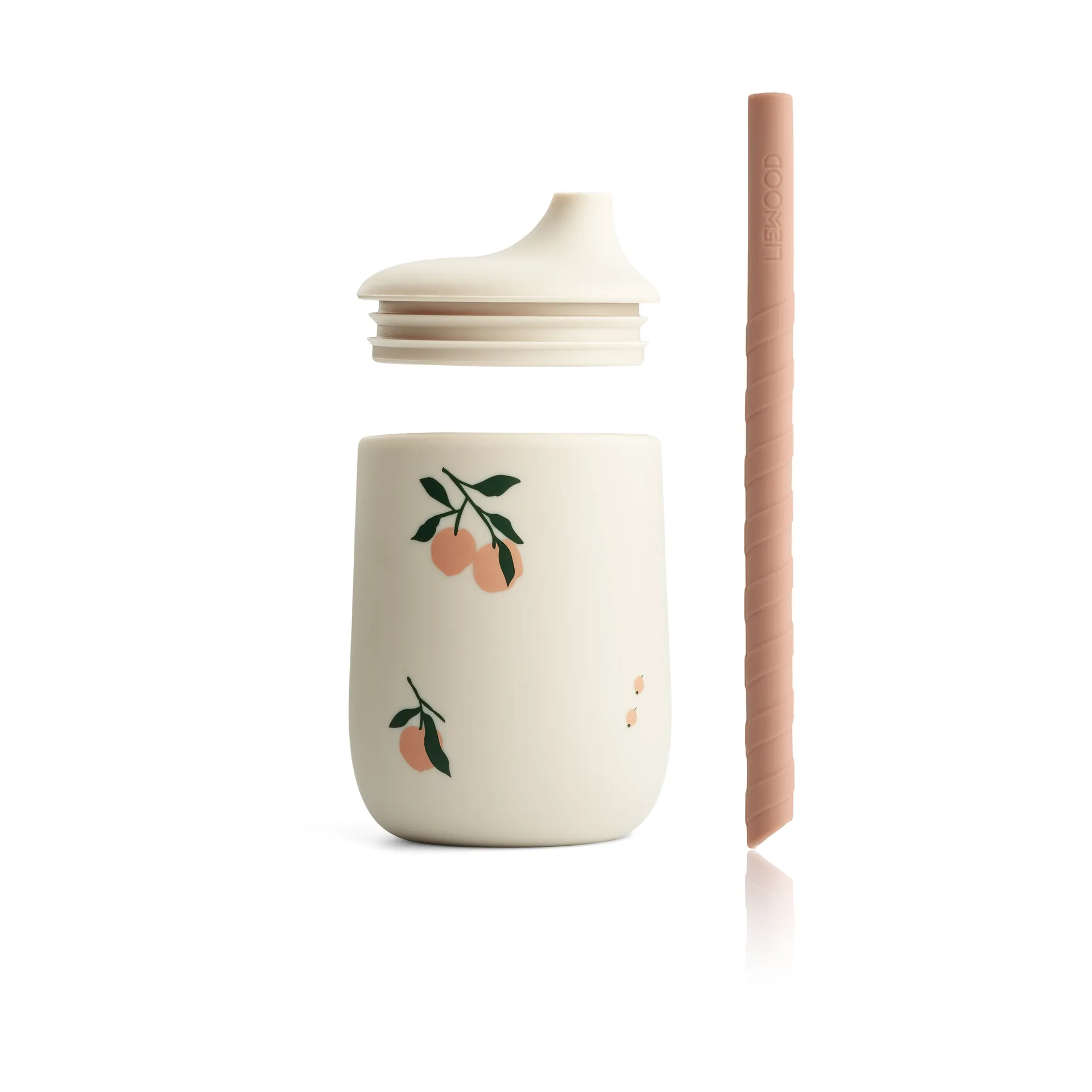 Ellis printed sippy cup tudkop med sugerør 23 cl, Peach-Sea shell mix Liewood