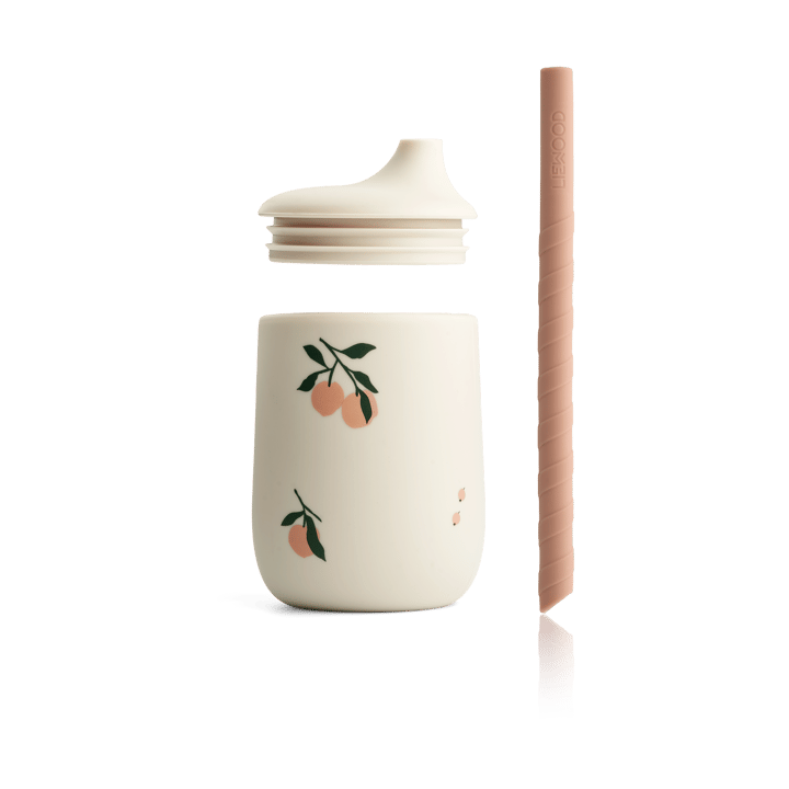 Ellis printed sippy cup tudkop med sugerør 23 cl, Peach-Sea shell mix Liewood