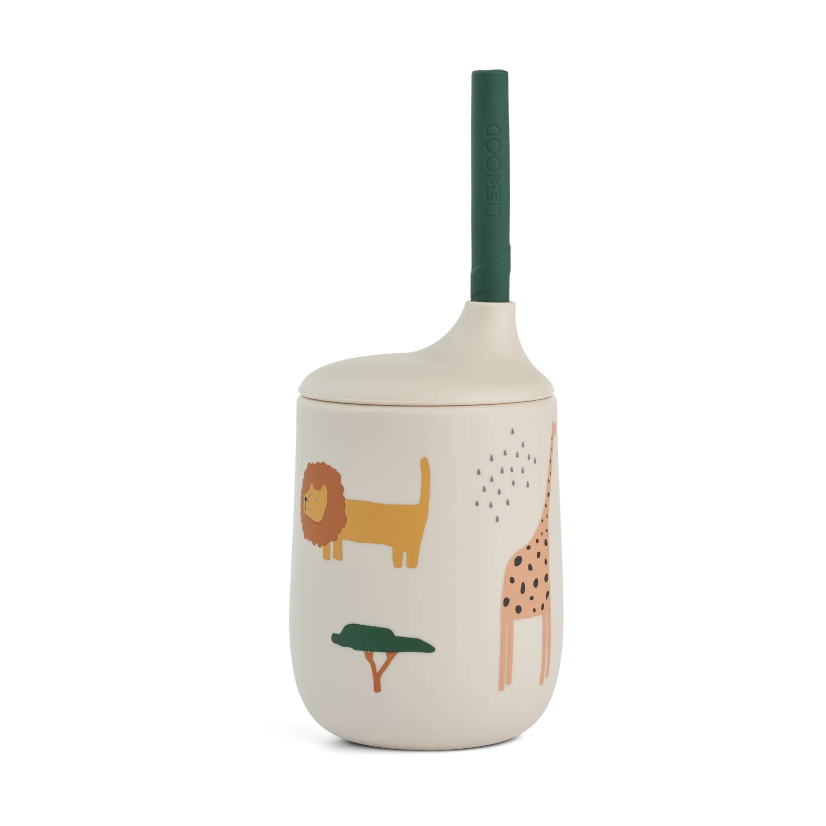 Ellis printed sippy cup tudkop med sugerør 23 cl, Safari sandy mix Liewood
