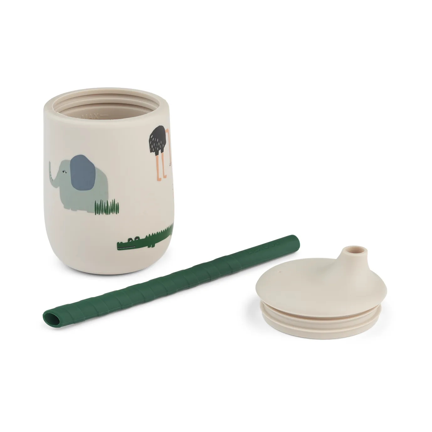 Ellis printed sippy cup tudkop med sugerør 23 cl, Safari sandy mix Liewood