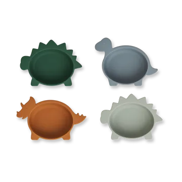 Iggy silikoneskål 4 dele - Dino blue multi mix - Liewood