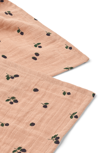 Lewis muslin tæppe 2-pack 65x65 cm - Mini Berry-Pale tuscany - Liewood
