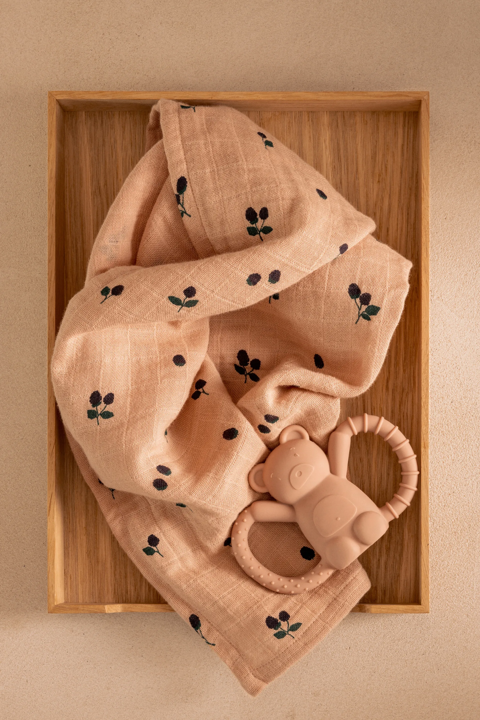 Lewis muslin tæppe 2-pack 65x65 cm, Mini Berry-Pale tuscany Liewood