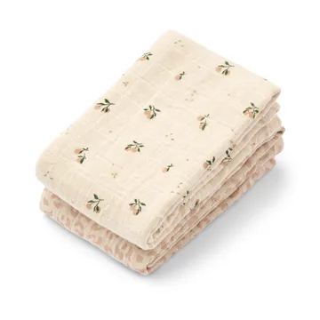 Lewis muslin tæppe 2-pack 65x65 cm - Mini leo-Mini peach mix - Liewood