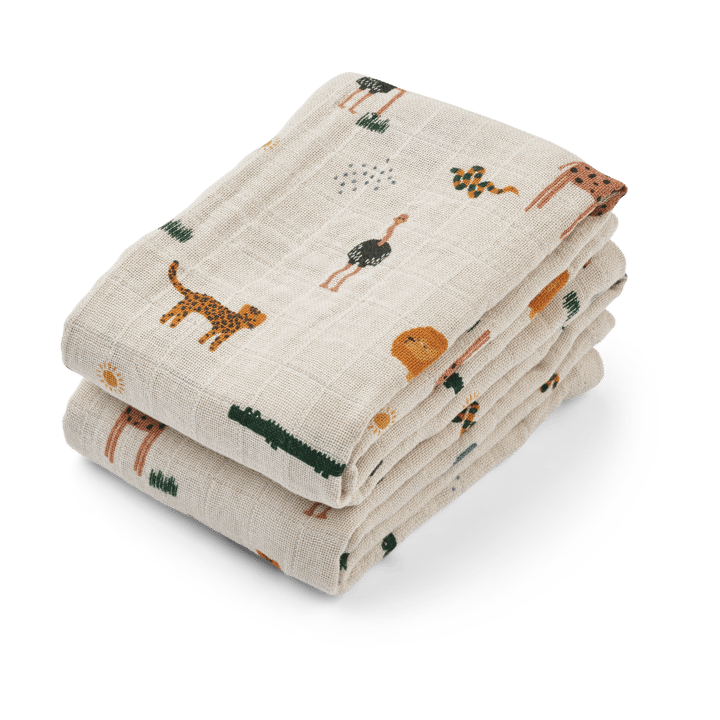 Lewis Muslin tæppe 2 stk 65x65 cm
 - Safari sandy mix - Liewood