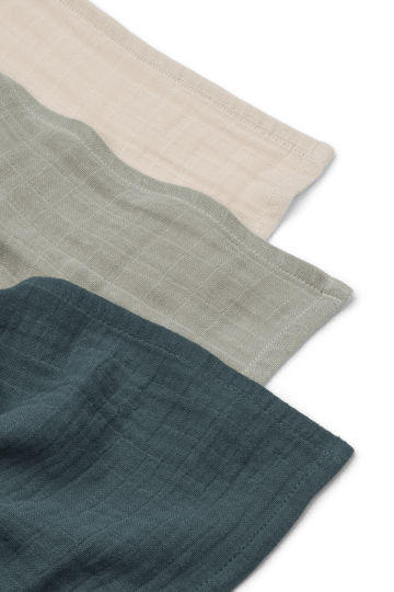 Lewis muslin tæppe 3 dele 65x65 cm - Dove blue mix - Liewood