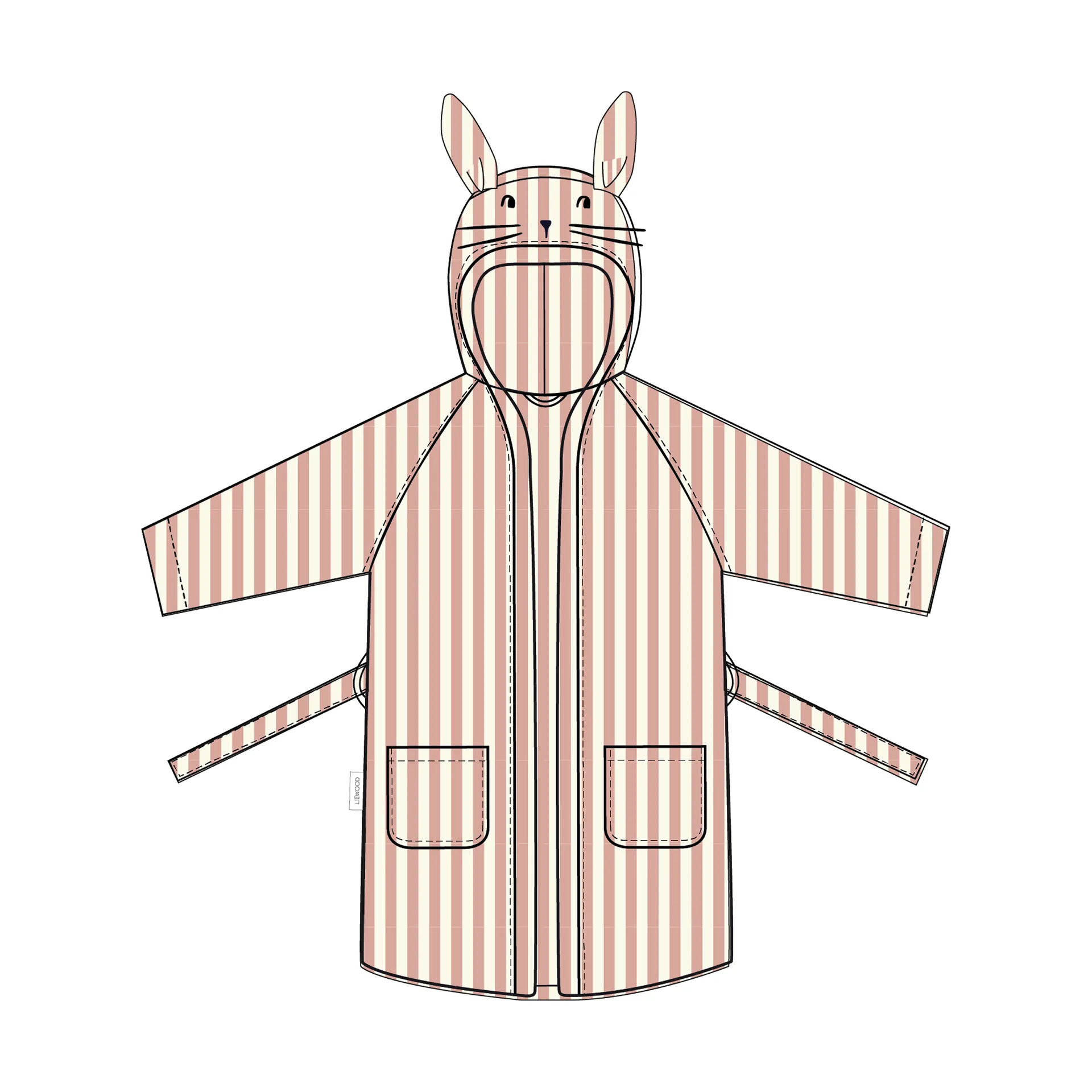 Lily badekåbe coral blush creme de la creme stripe, 7-8 år Liewood