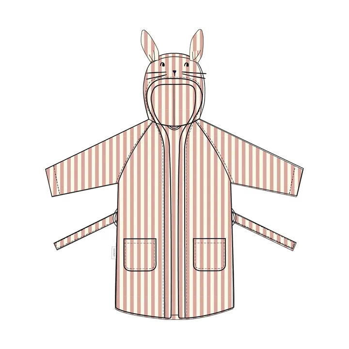 Lily badekåbe coral blush creme de la creme stripe - 7-8 år - Liewood
