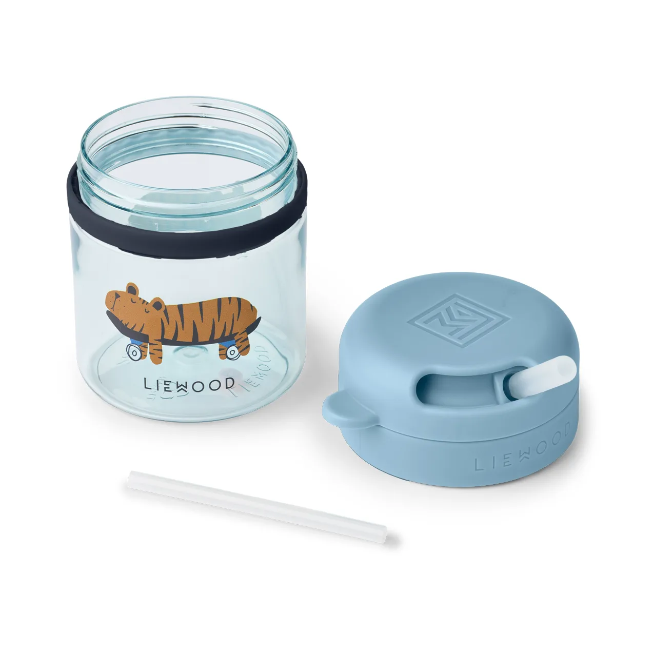 Pavia krus med sugerør 28 cl, Fun-beach blue Liewood