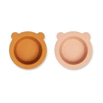 Peony skål med sugekop Ø16 cm 2 dele - Mustard-tuscany rose mix - Liewood