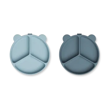 Stacy delt børnetallerken 2-pak - Sea blue-Whale blue - Liewood