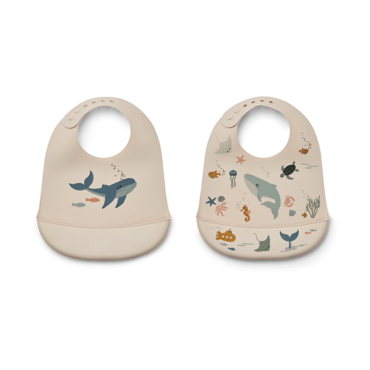 Tilda hagesmæk silikone 2-pak - Sea creature-Sandy - Liewood