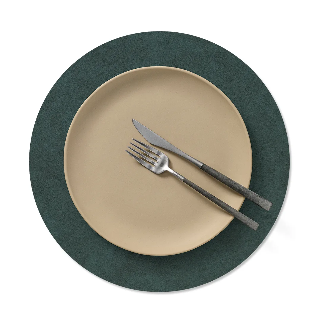 Nupo dækkeserviet circle vendbar M 1 stk., Dark green/Olive green, Ø30 cm LIND DNA