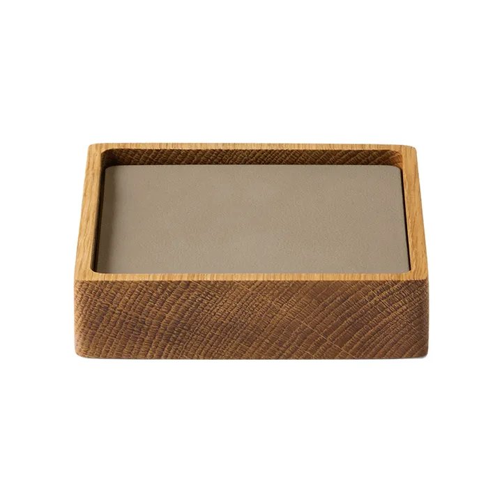 Wood Box glasbrikker sæt - Nature-oak, square, S, Nupo clay brown, 9 dele - LIND DNA