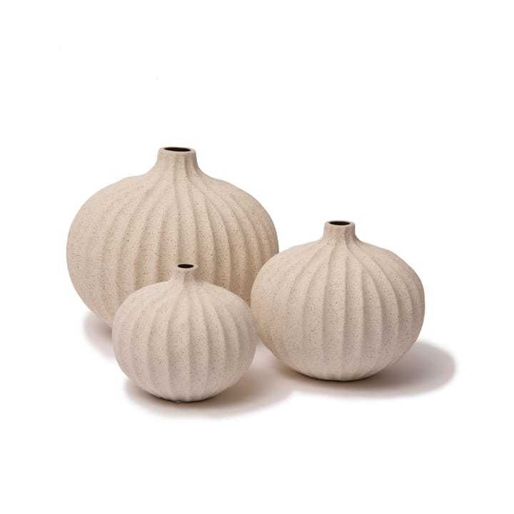 Bari vase, Sand white light deep line, L Lindform