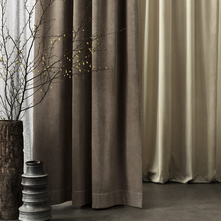 Paolo gardin med rynkebånd, Flødefarvet beige Linum