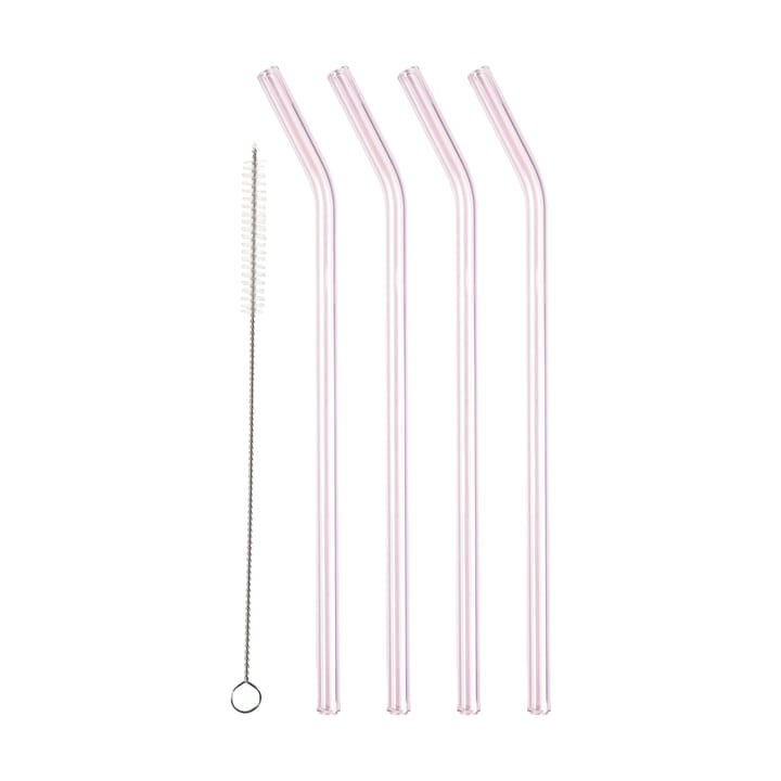 Lyngby Glas sugerør 21,5 cm 4-pak - Pink - Lyngby Glas