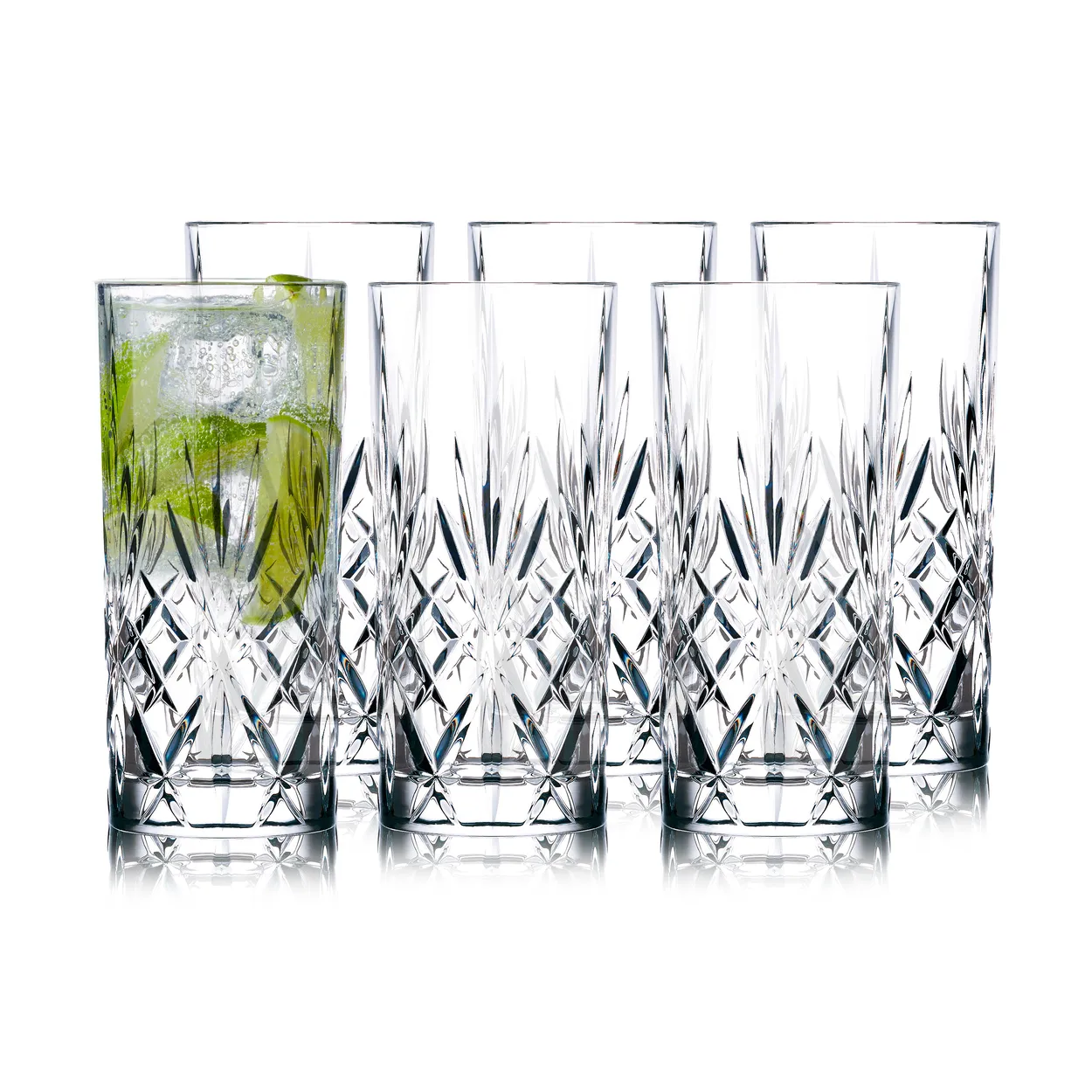 Lyngby Glas Melodia highballglas 36 cl 6-pak Krystal
