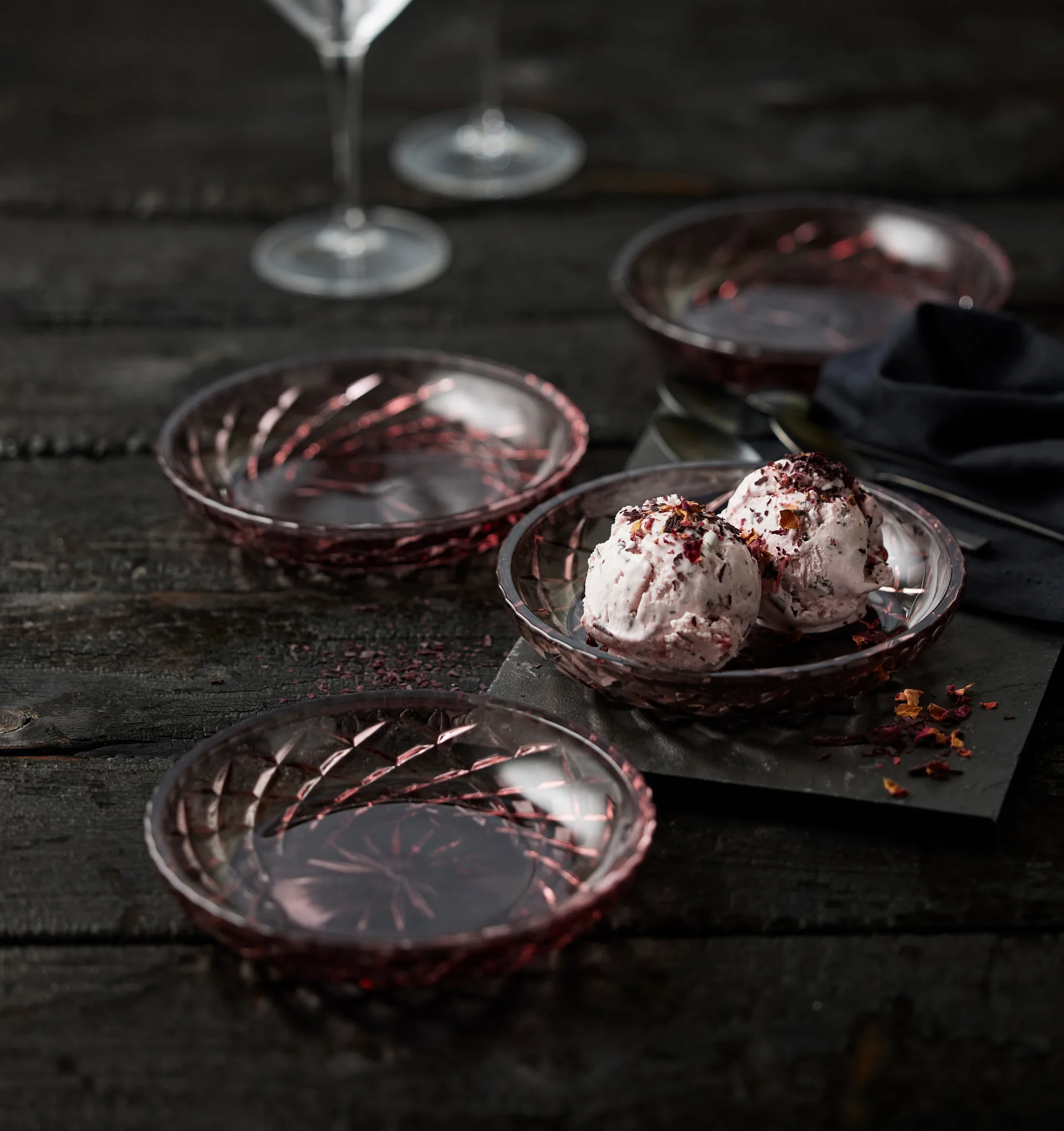 Sorrento asietter Ø16 cm 4-pak, Lyserød Lyngby Glas