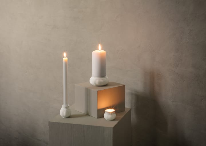 Curve bloklysestage Ø11 cm - Hvid - Lyngby Porcelæn
